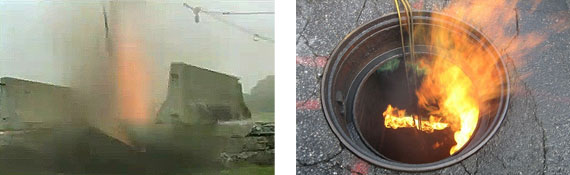 Explosion and fire in manhole